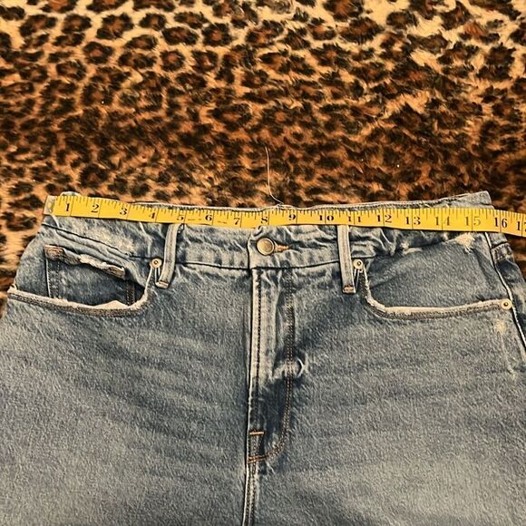 Good American Blue Distressed Ripped Denim Cropped Jeans Contemporary Festival - Picture 5 of 14